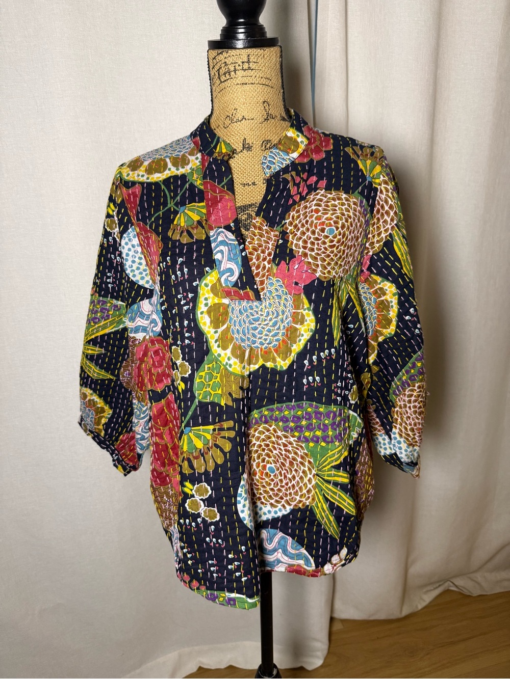 ivy jane Navy Floral Patchwork Tunic